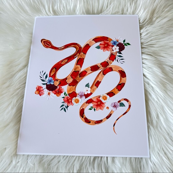 Wall Art Watercolor Floral Snake Illustration Print Poster Unframed - Picture 11 of 11